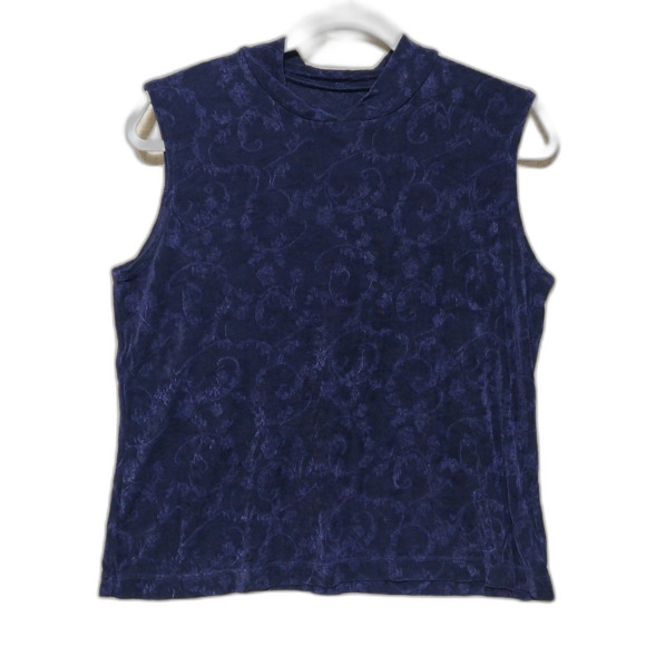 Weekenders Tops - Weekenders top Womens Large dark plum vine floral jacquard stretch mock neck Y2K